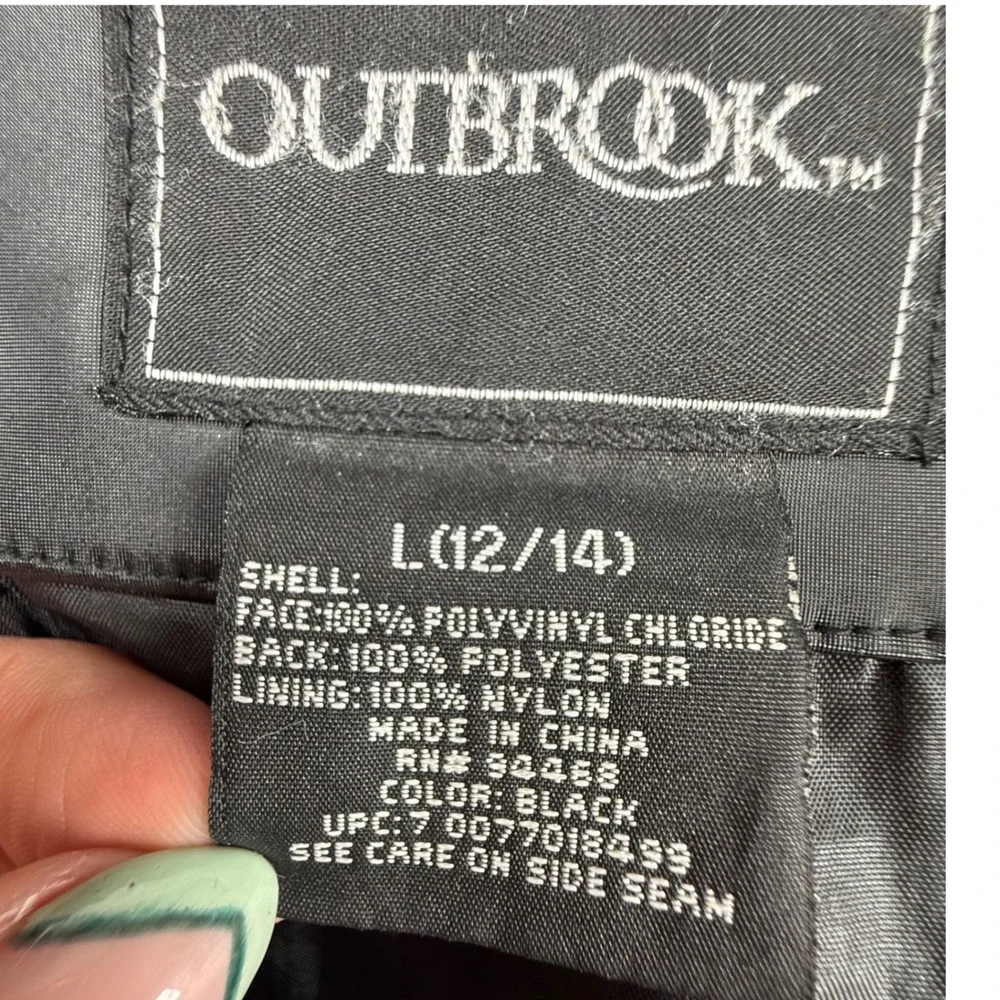 Outbrook Womens Black Hooded Rain Jacket Full Zip Windbreaker L 12/14 gorpcore